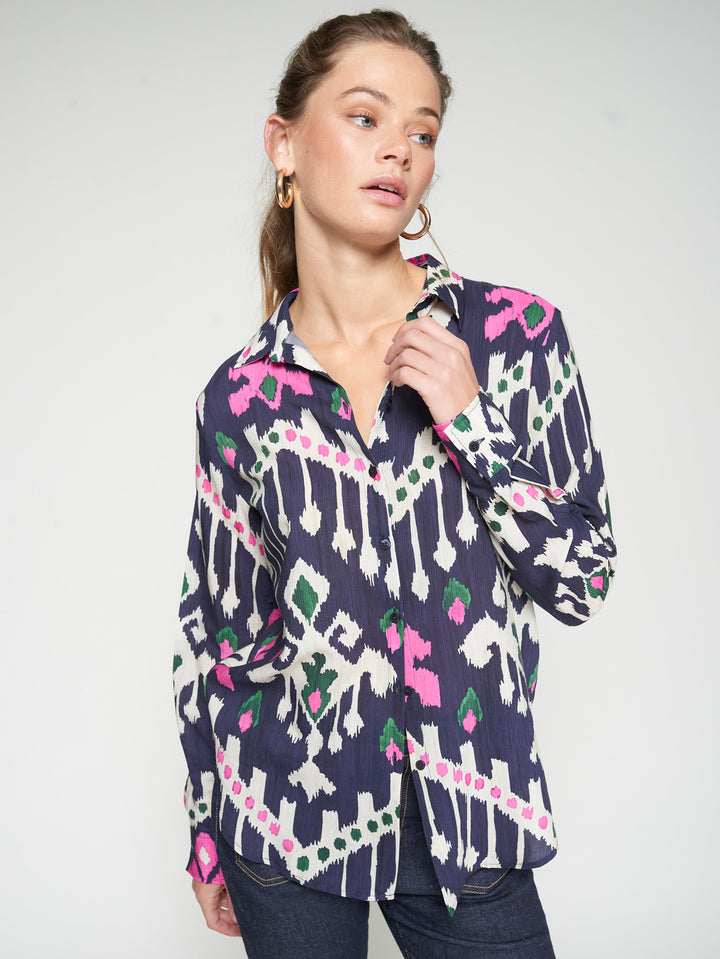 Gaby Shirt | Navy/Pink