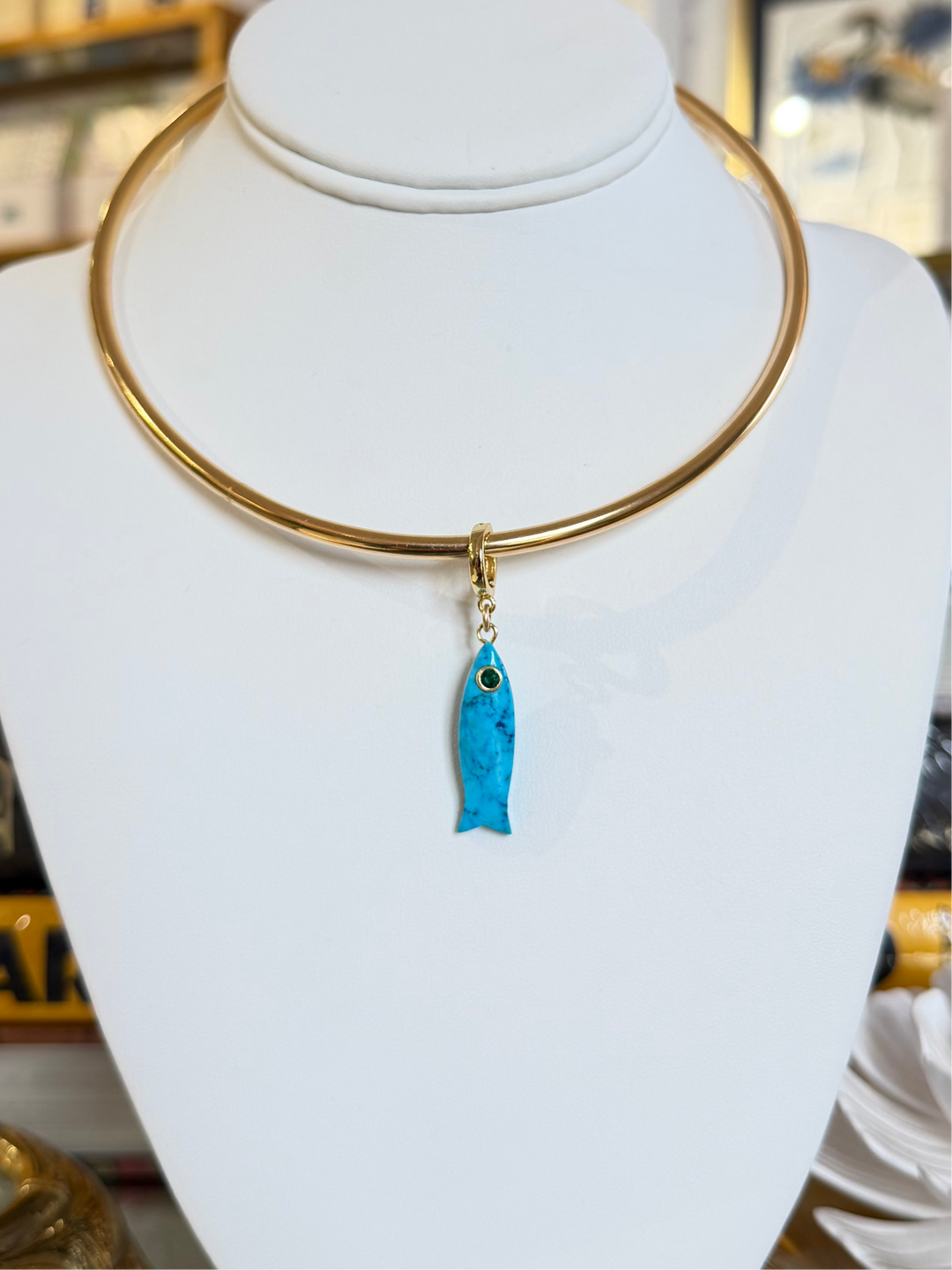 KB Turquoise Fish Charm with Attachable Clasp - Charlotte's Inc