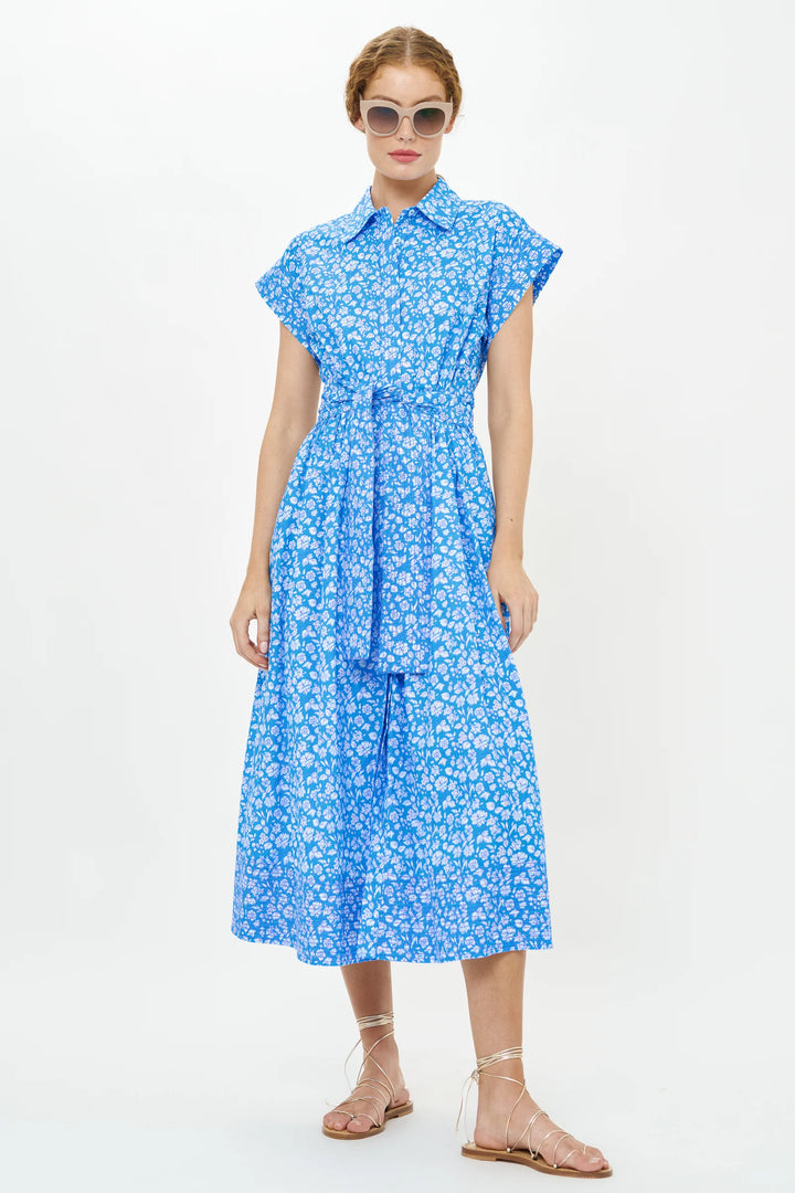Belted Shirt Dress | Ditsy Blue