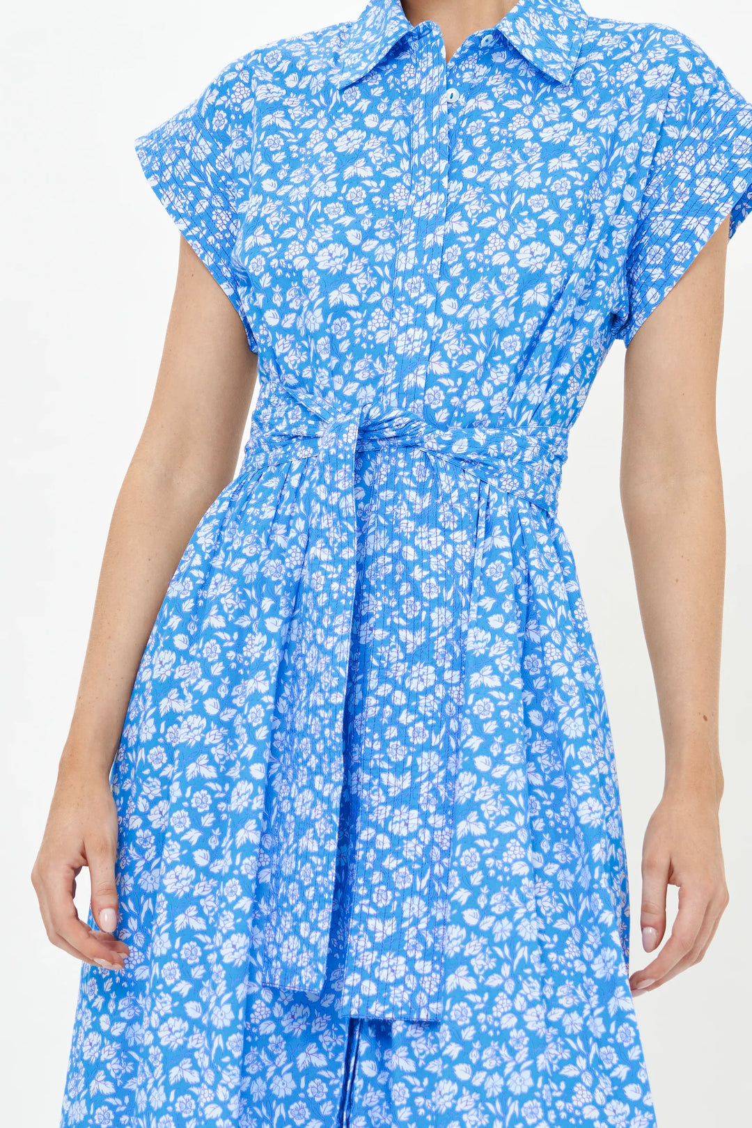 Belted Shirt Dress | Ditsy Blue