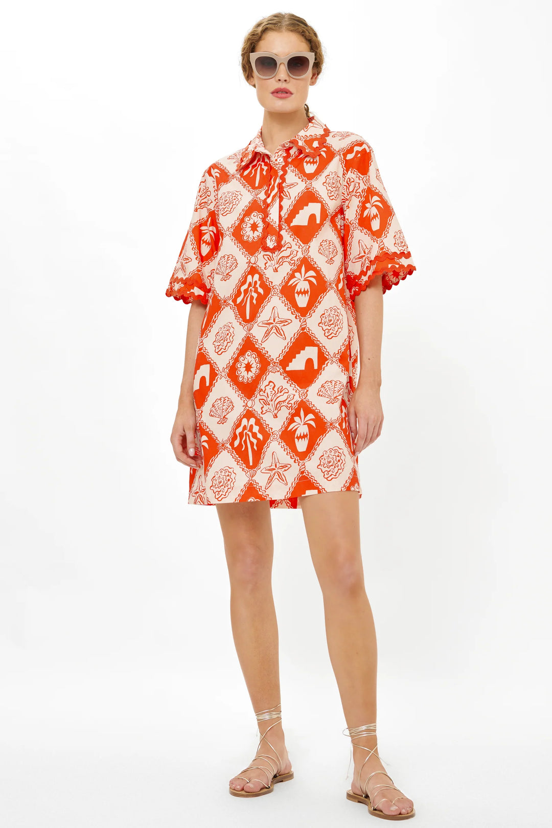 Collared Shirt Dress Mini | Red Asterias