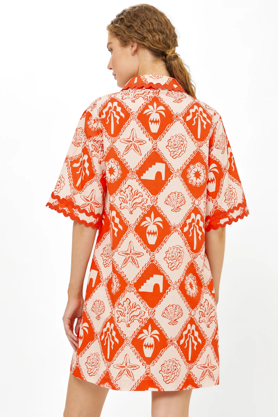 Collared Shirt Dress Mini | Red Asterias