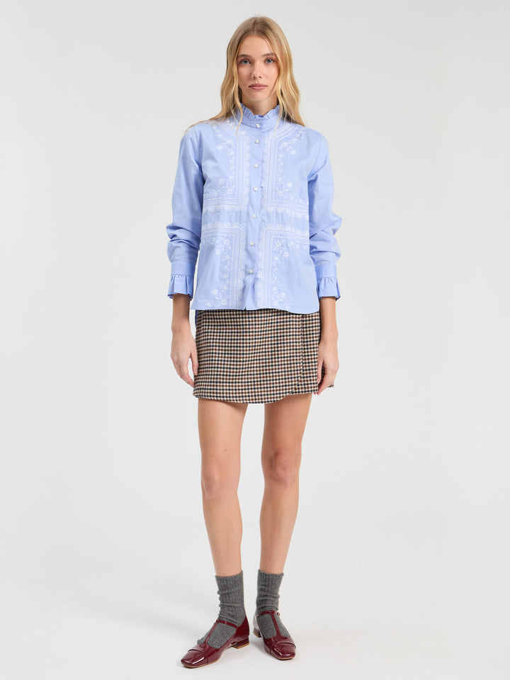 Nicola Embroidered Shirt | Blue