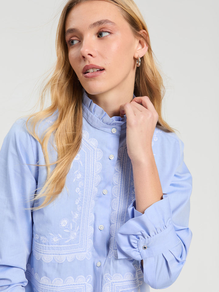 Nicola Embroidered Shirt | Blue
