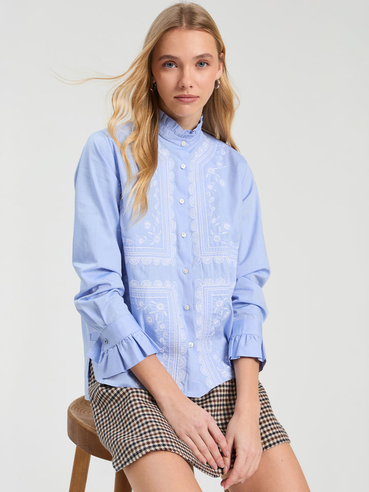 Nicola Embroidered Shirt | Blue