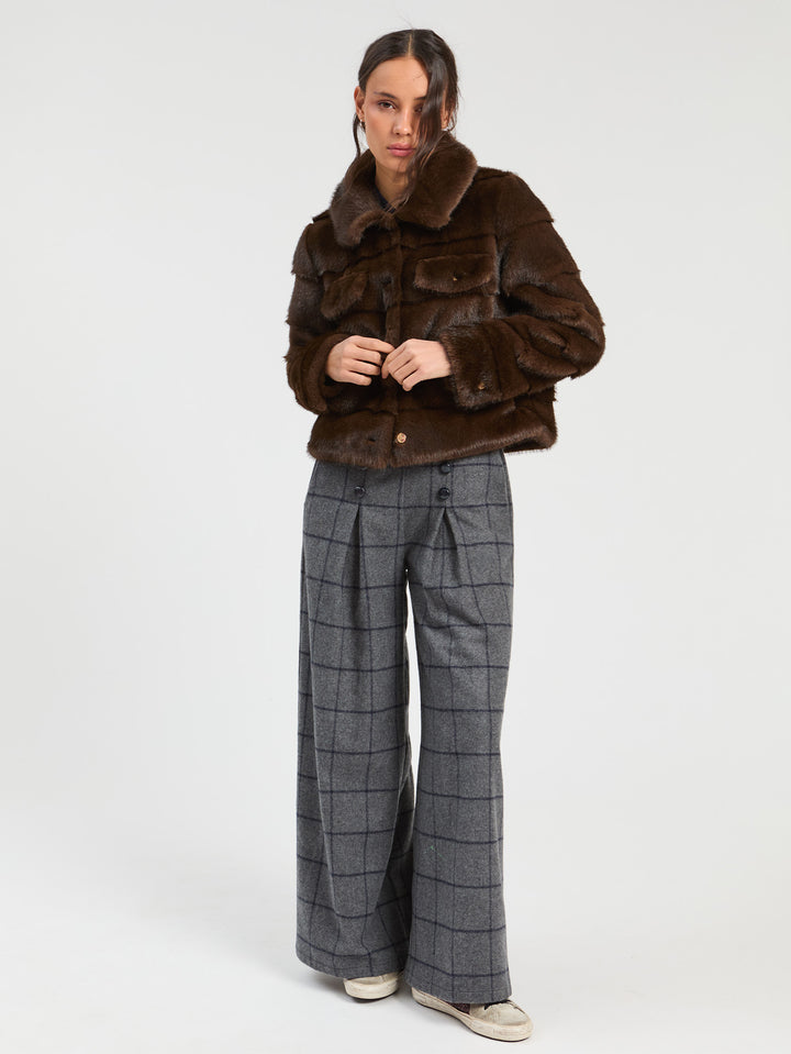 Faux Mink Fur Jacket | Brown