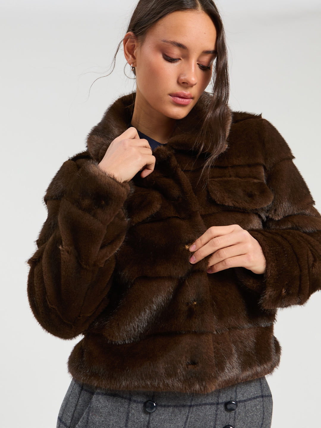 Faux Mink Fur Jacket | Brown