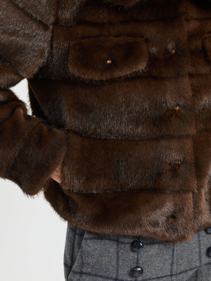 Faux Mink Fur Jacket | Brown