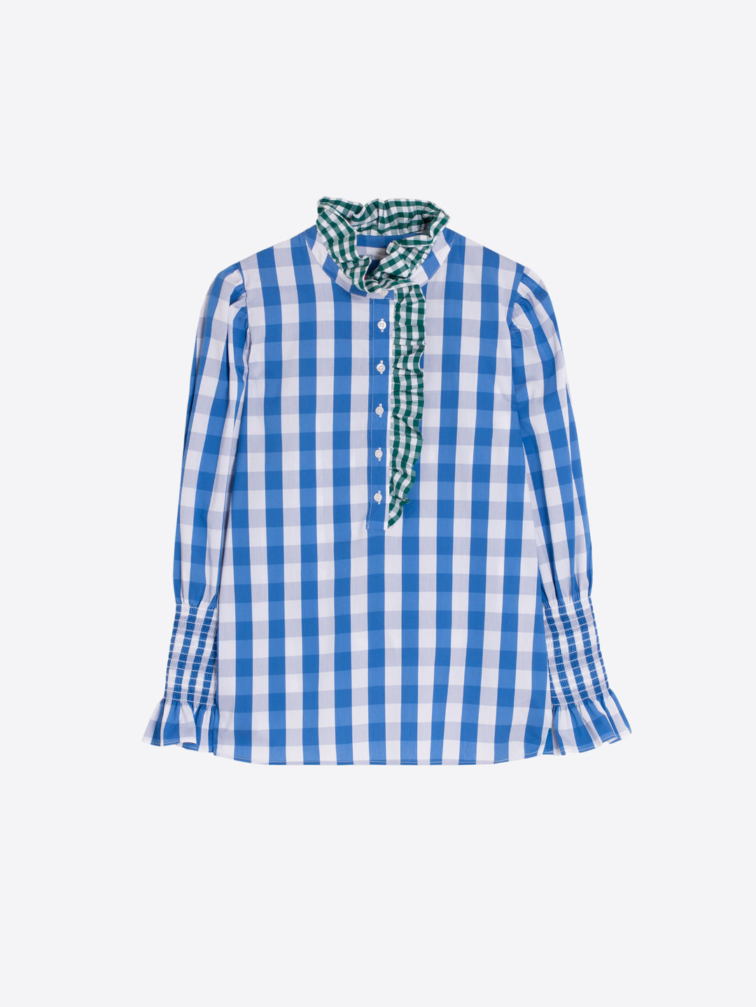 Ruffle Shirt | Blue Gingham