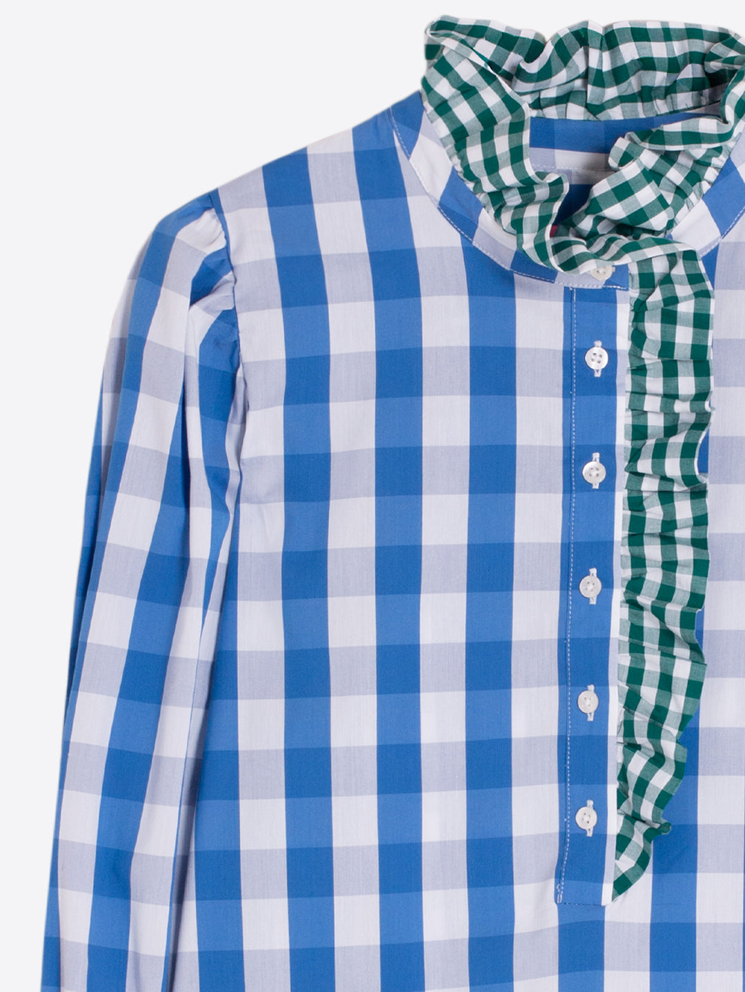 Ruffle Shirt | Blue Gingham