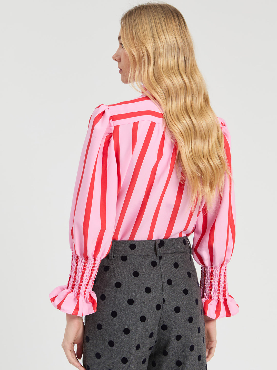 Striped Ruffled Shirt | Pink and Red