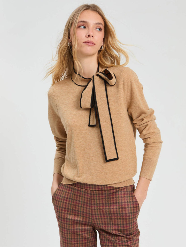 Bow Sweater | Beige & Black