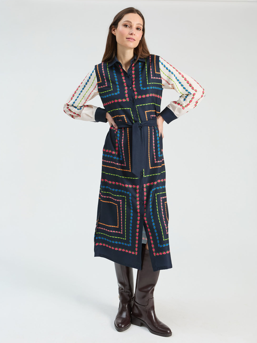 Long Sleeve Shirt Dress | Vintage Flowers