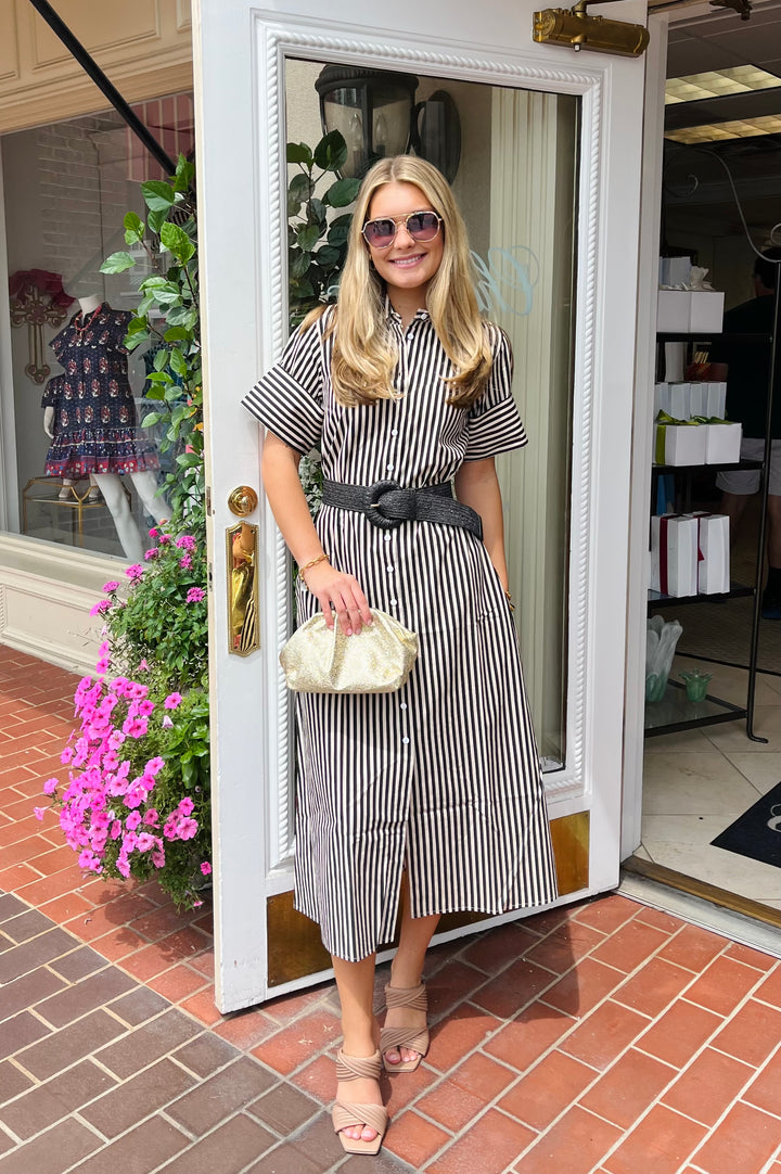 Gibbons Dress | Ganache Pinstripe
