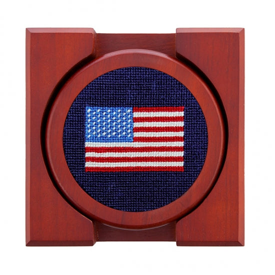 American Flag Needlepoint Coaster Set