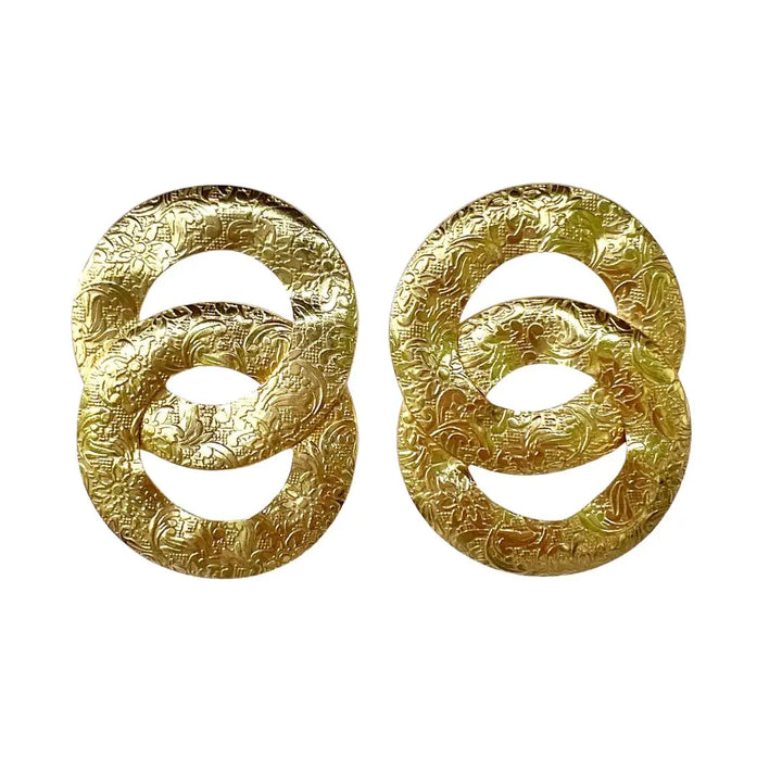 Double Link Gold Drop Earrings