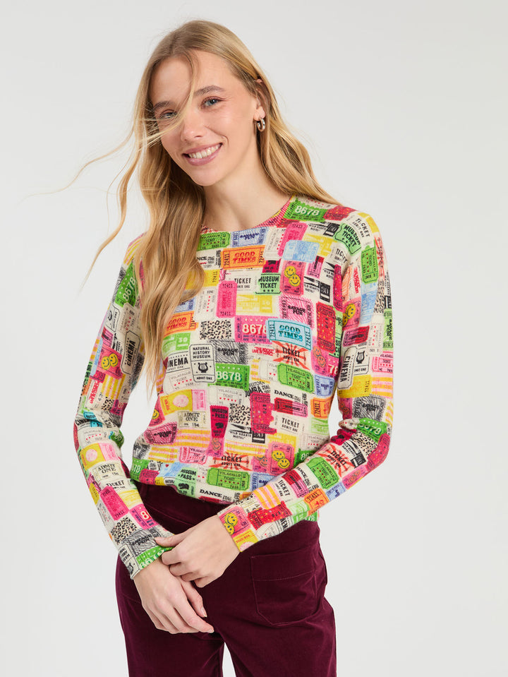 Printed Tickets Sweater