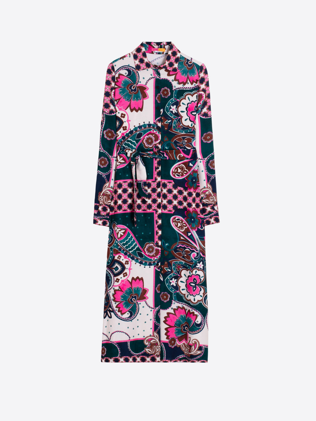Long Sleeve Shirt Dress | Pink & Green