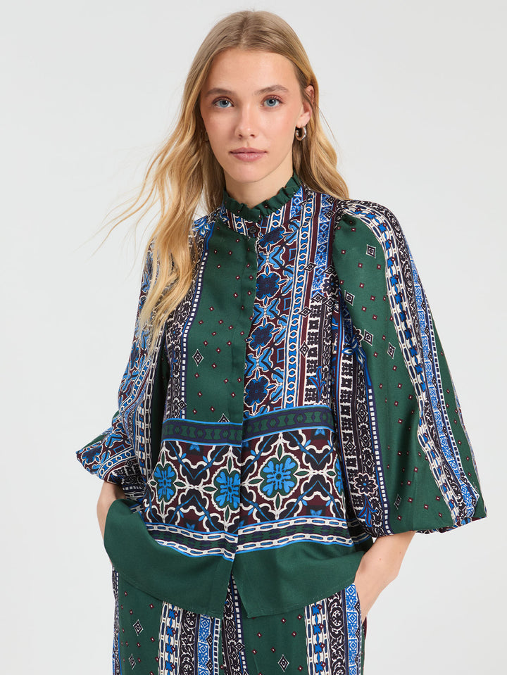 Tatiana Shirt | Green & Blue