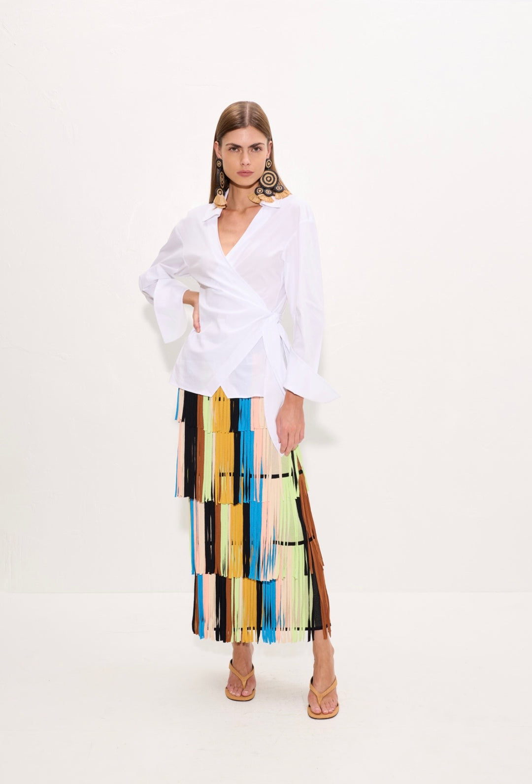 Za Za Knit Fringe Skirt | Ocean Stripe