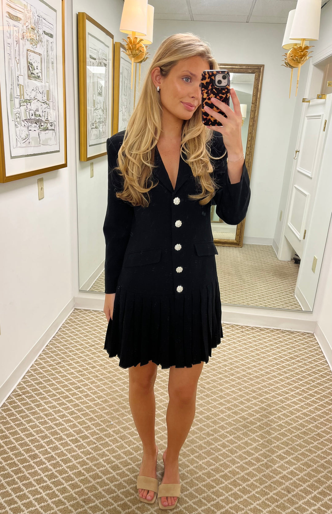 Kelly Crystal Button Blazer | Black