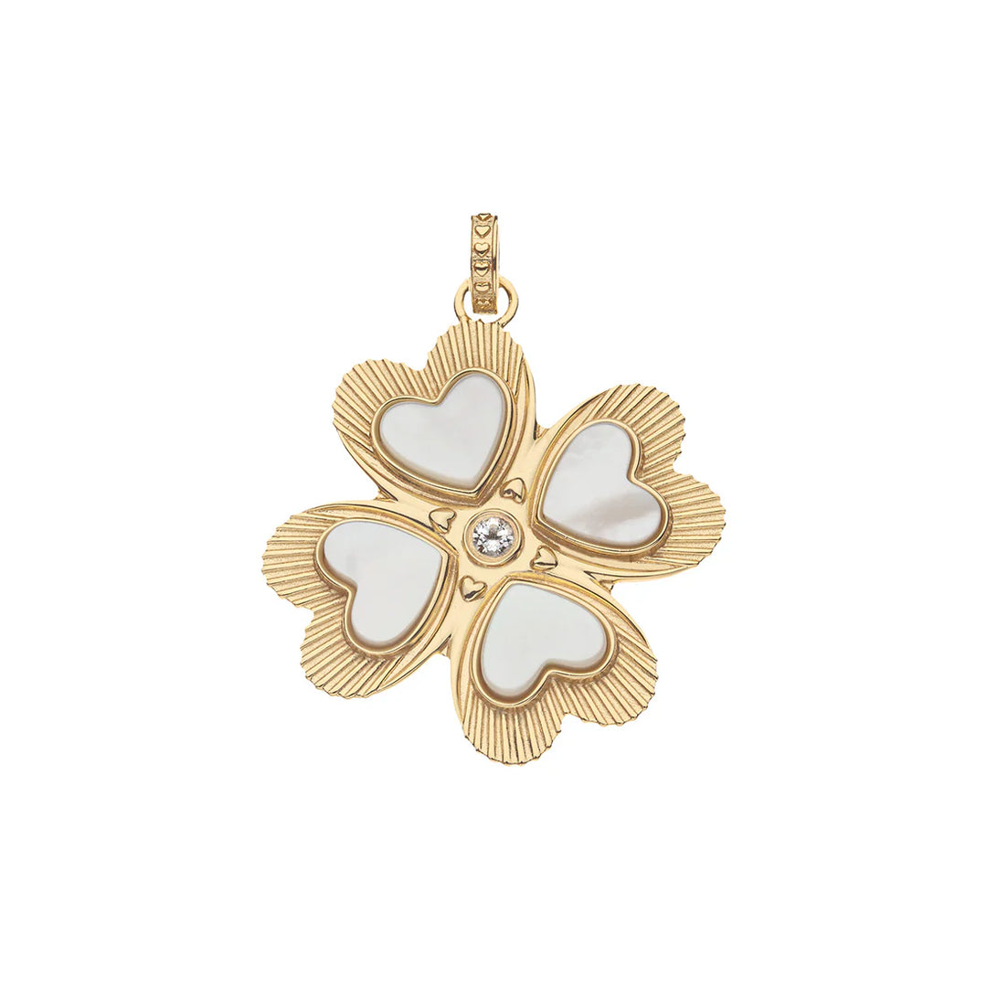 LUCKY in Love Clover Pendant | Mother of Pearl 16-18" Classic Rolo Chain
