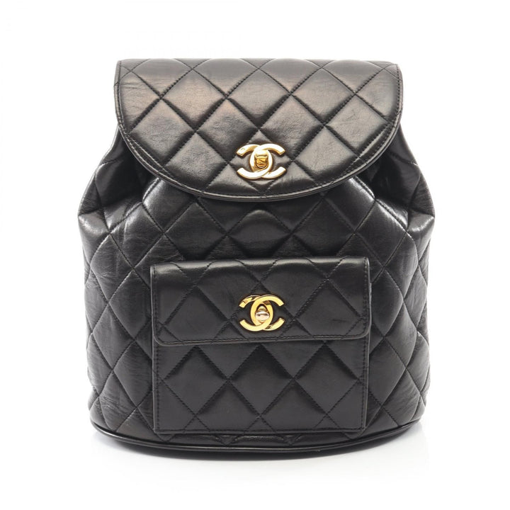 Chanel Black Matelasse Backpack Lambskin Leather