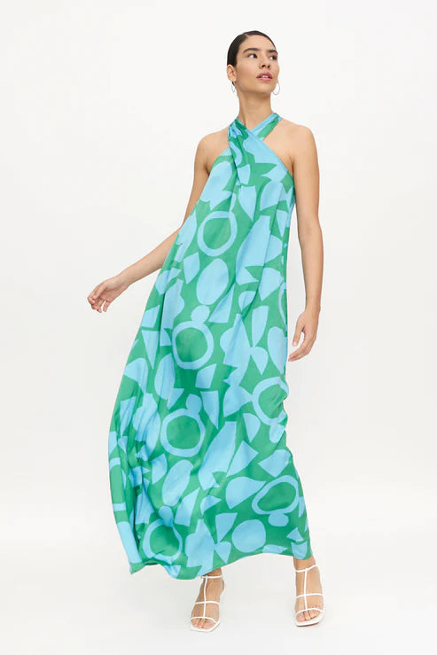 Halter Maxi Dress | Blue & Green