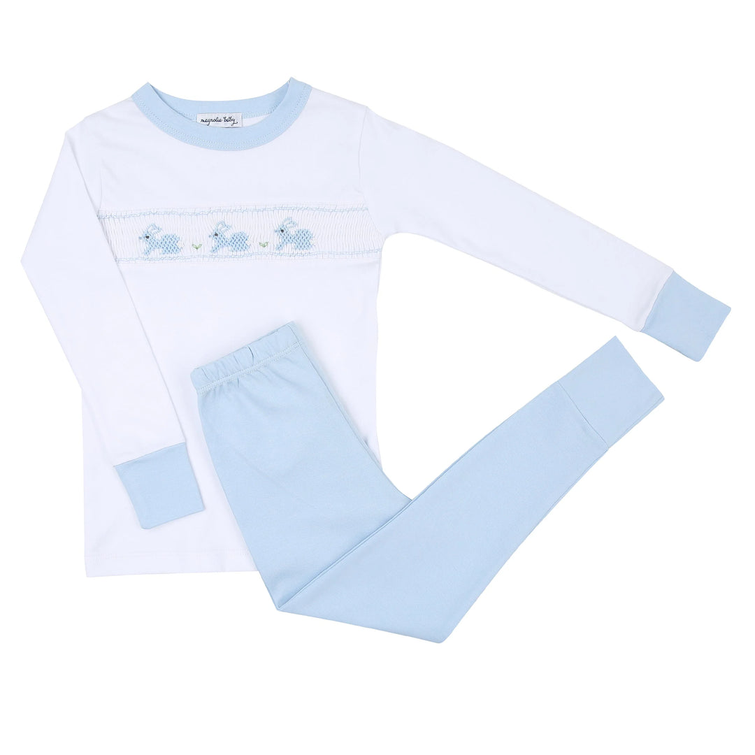 Pastel Bunny Classics Smocked Long Pajama | Blue