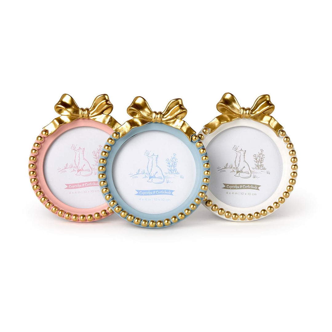 Golden Bow Round Frame 4"x4" | Assorted 3 Colors