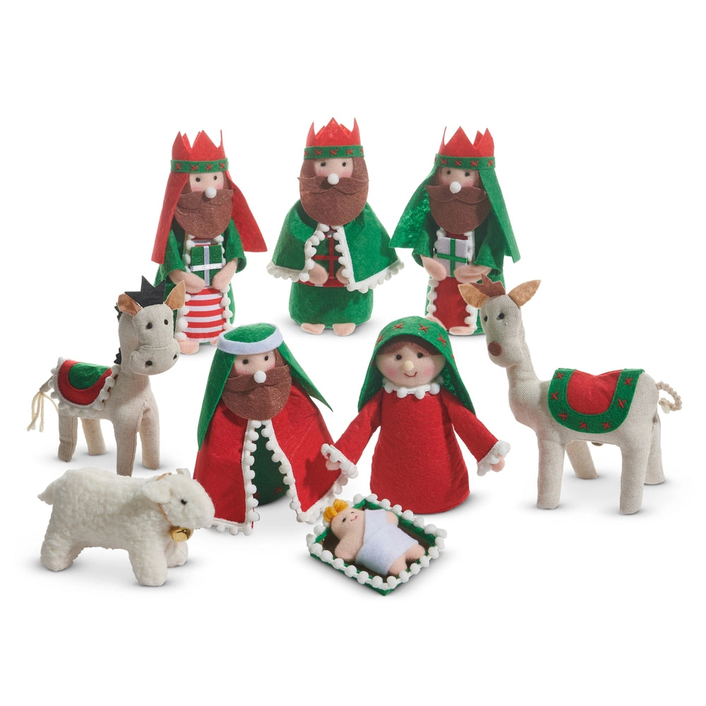 6" Nativity | Red & Green