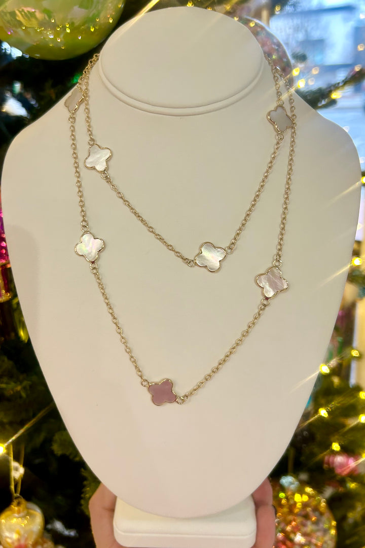 14kt Mother of Pearl Clover Necklace