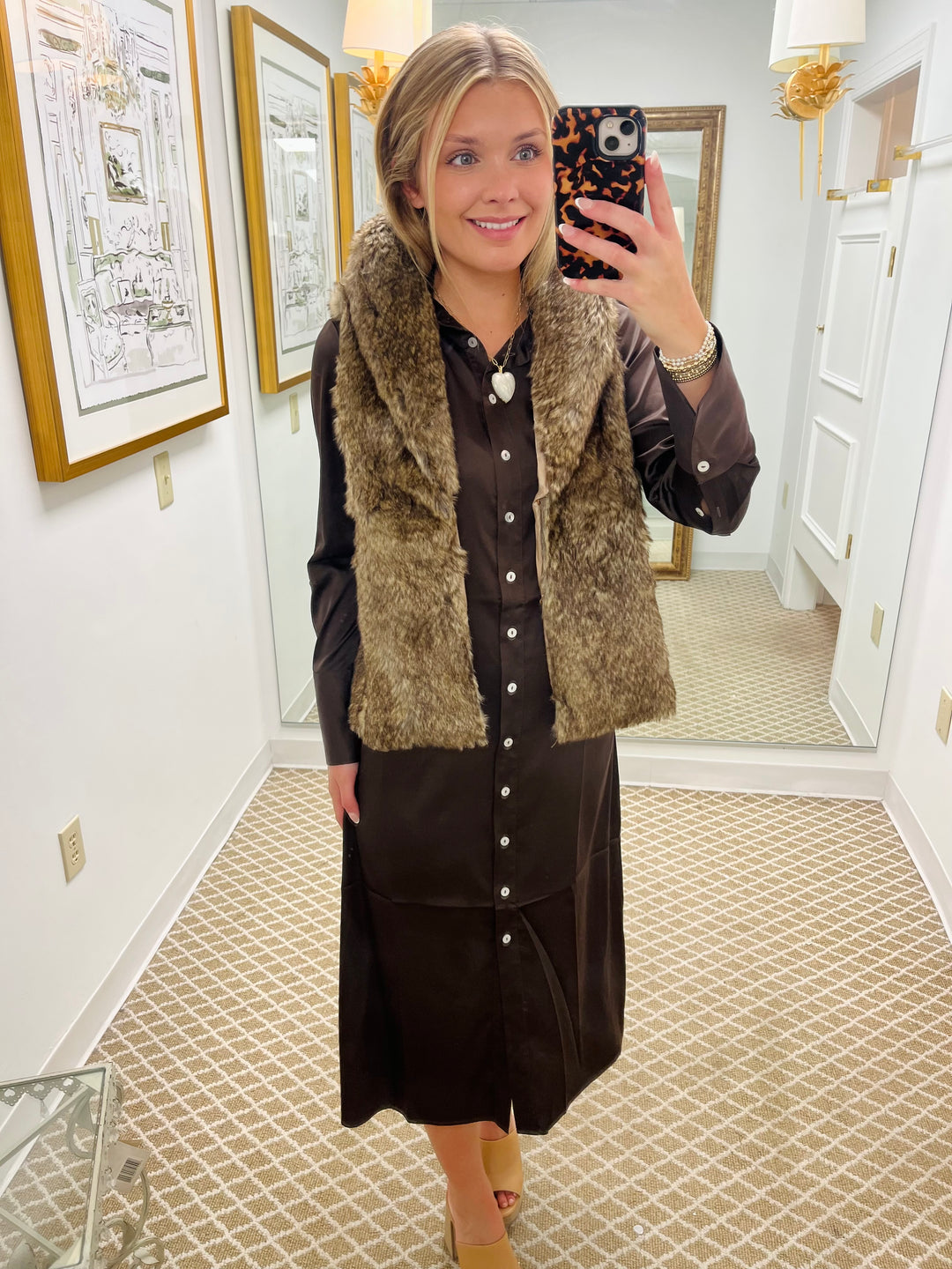 The Reed Blended Fur Vest | Chocolate Blend