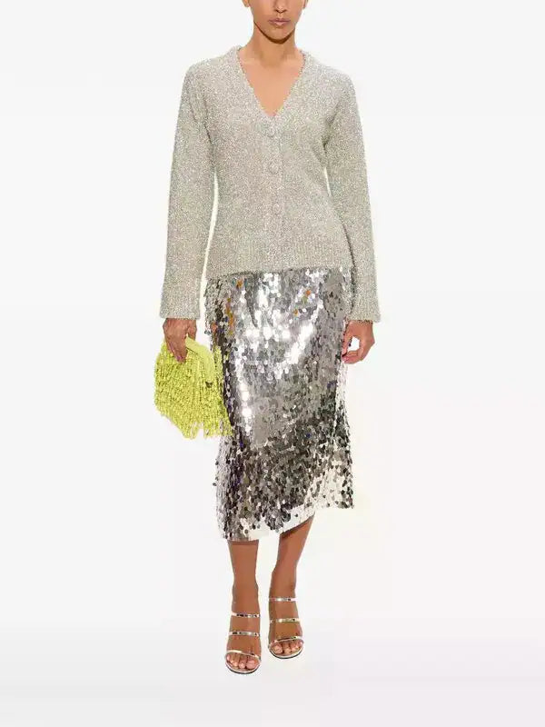 Briar Tinsel Knit Cardigan | Satellite Silver