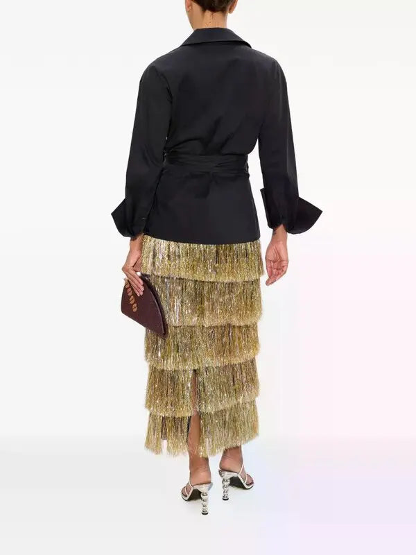 Liv Metallic Fringe Skirt | Silver/Gold