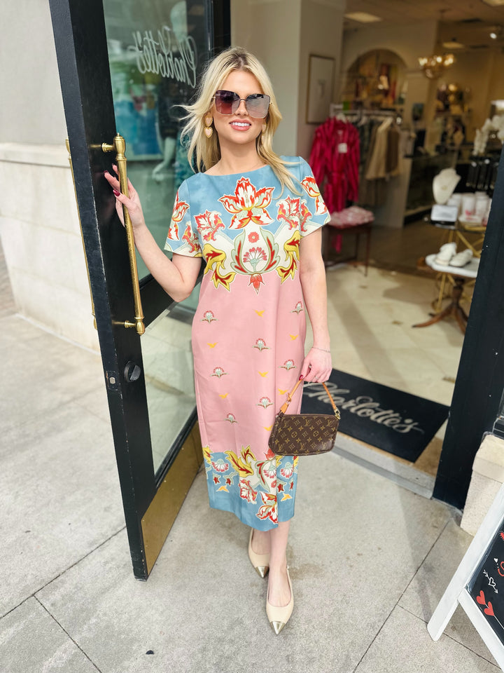 Adria Midi Dress | Pink/Blue