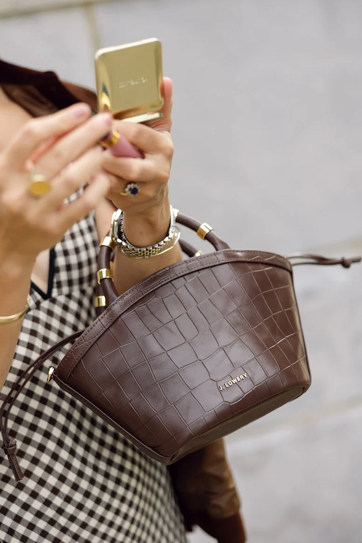 Mini Tote | Espresso Croc
