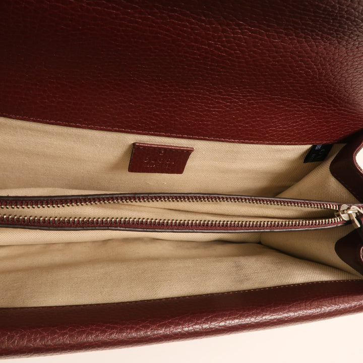 Gucci Cowhide Leather Dionysus Silver Crosshair Shoulder Bag Red Calfskin