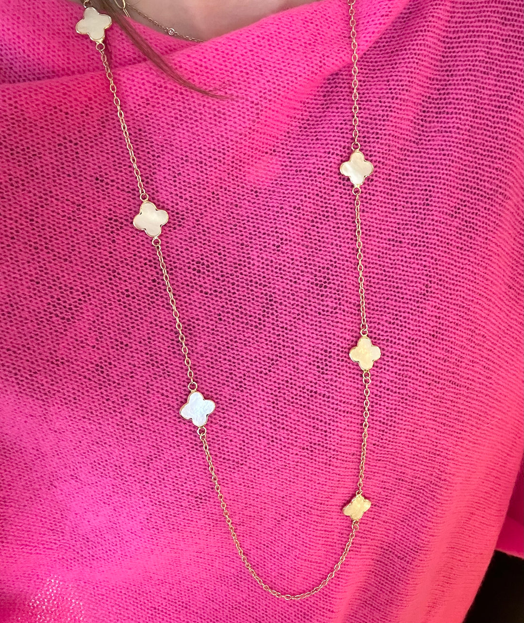 14kt Mother of Pearl Clover Necklace