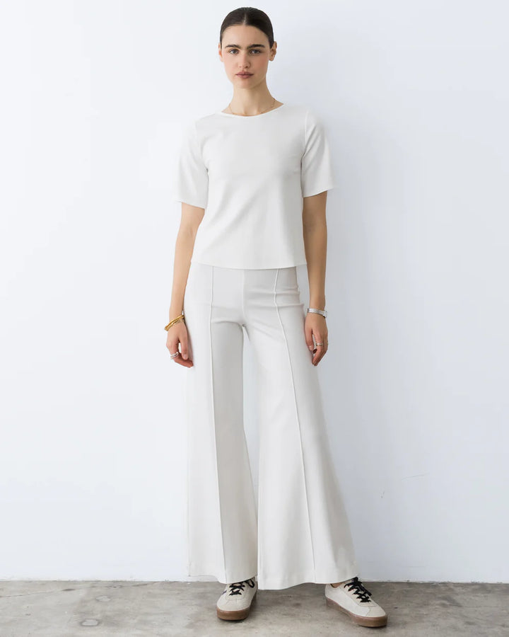 Ponte Knit Standard Wide Leg Pant | Off-White