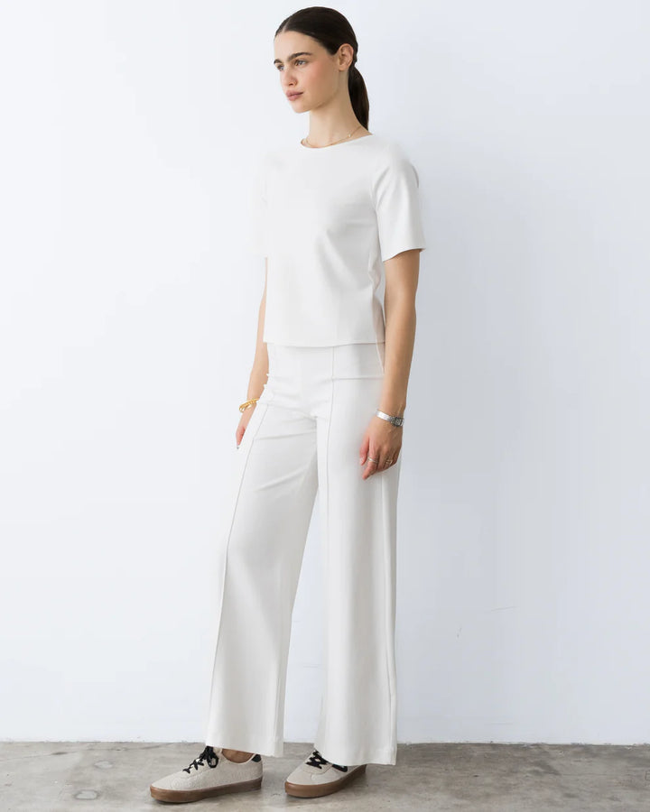 Ponte Knit Standard Wide Leg Pant | Off-White