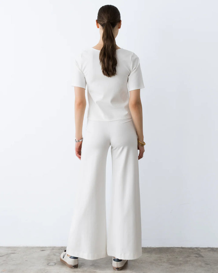 Ponte Knit Standard Wide Leg Pant | Off-White