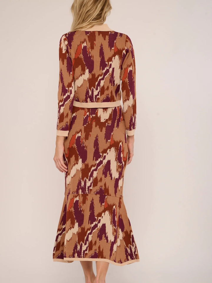 Hattie Cardigan | Amber Brush Print Knit