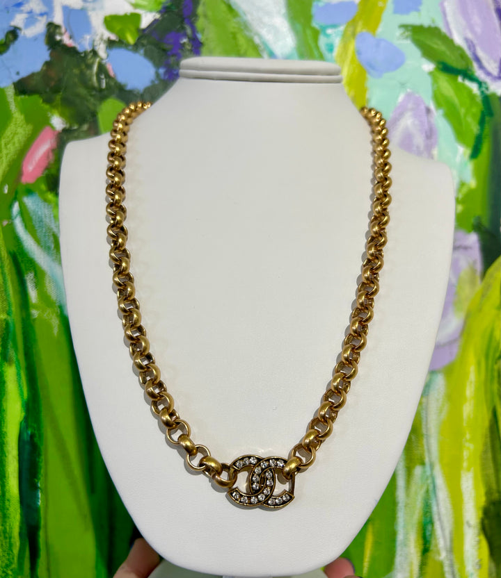 Gold Crystal CC Necklace