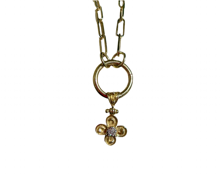 14kt .030cts Diamond Rounded Cross Pendant