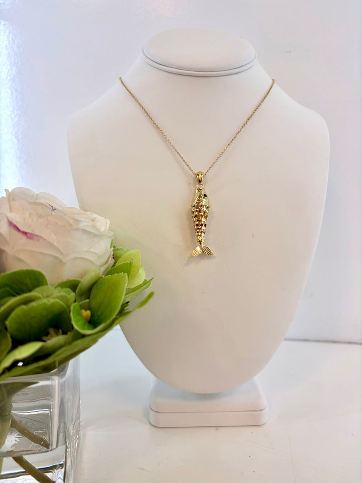 STRONG Ombre Stone Fish Charm | 16"-18" Classic Rolo Chain