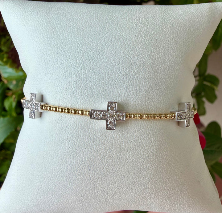 14kt White & Yellow Gold .48ct Diamond Cross Flex Bangle BV105WY