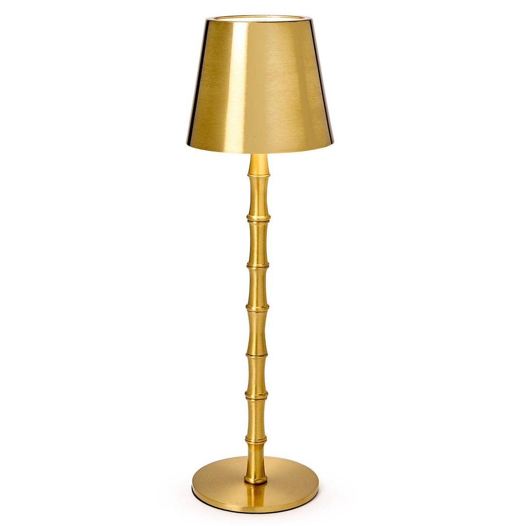 Portable Cordless Gold Bamboo Table Lamp