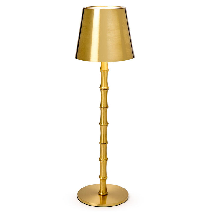 Portable Cordless Gold Bamboo Table Lamp