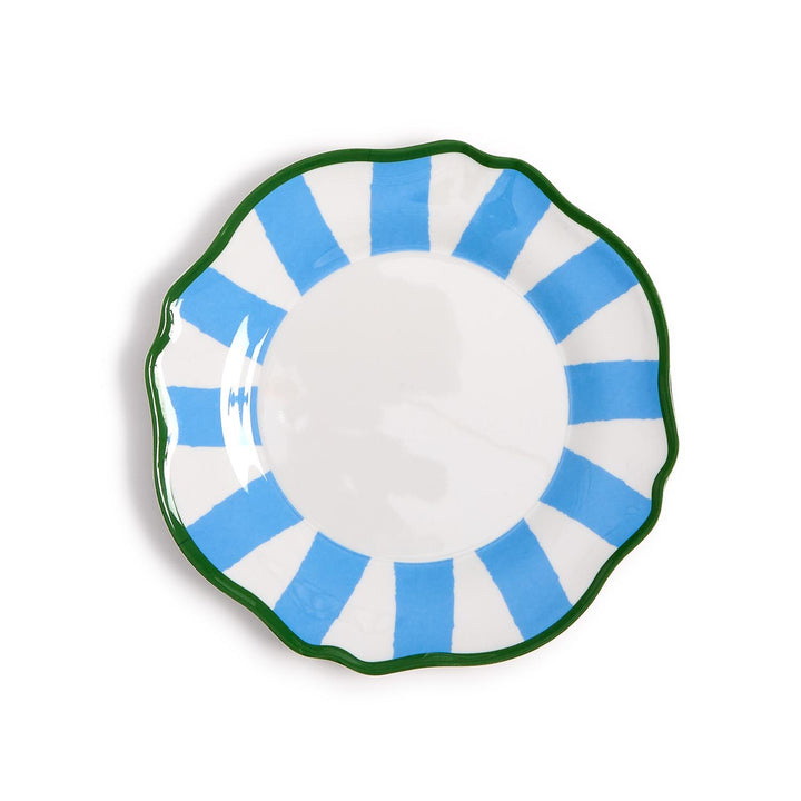 Assorted Blue Striped Plates | Set of 4